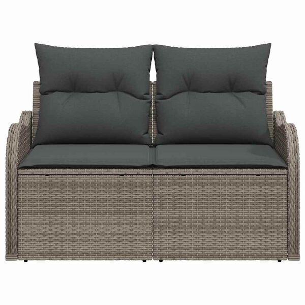 vidaXL Gartensofa mit Kissen Grau 121 x 62 x 69cm Poly-Rattan