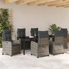 vidaXL Garten Essgruppe mit Kissen 7 pcs Grau Poly-Rattan