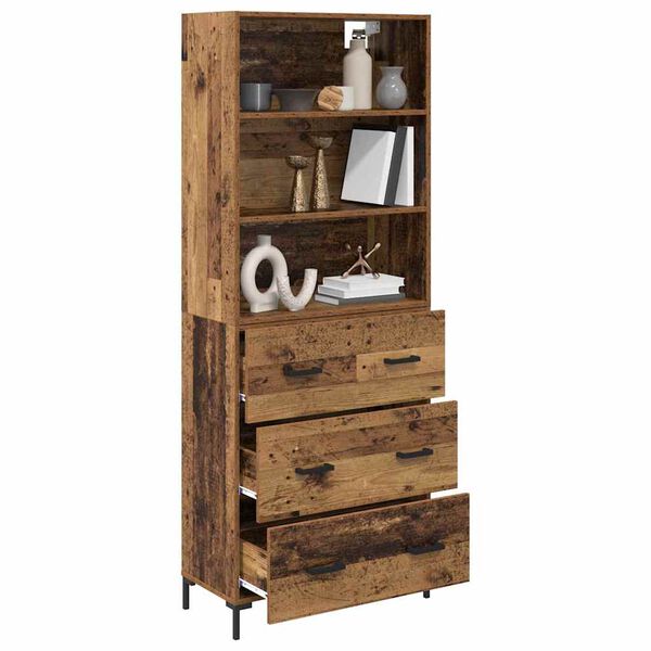 vidaXL Highboard Altholz 69,5 x 34 x 180 cm Holzwerkstoff