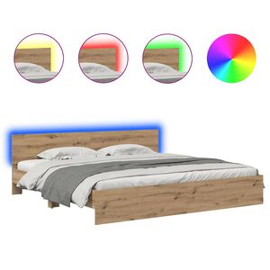 vidaXL Bettrahmen Artisan-Eiche 180 x 200 cm Holzwerkstoff