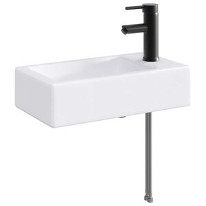 vidaXL Waschbecken mit Wasserhahn und Abfluss Matt Schwarz