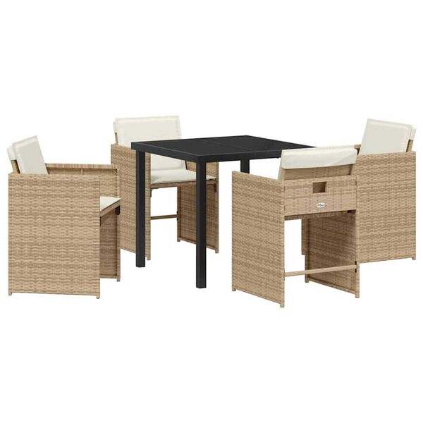 vidaXL Garten Essgruppe 5 pcs Beige Poly-Rattan