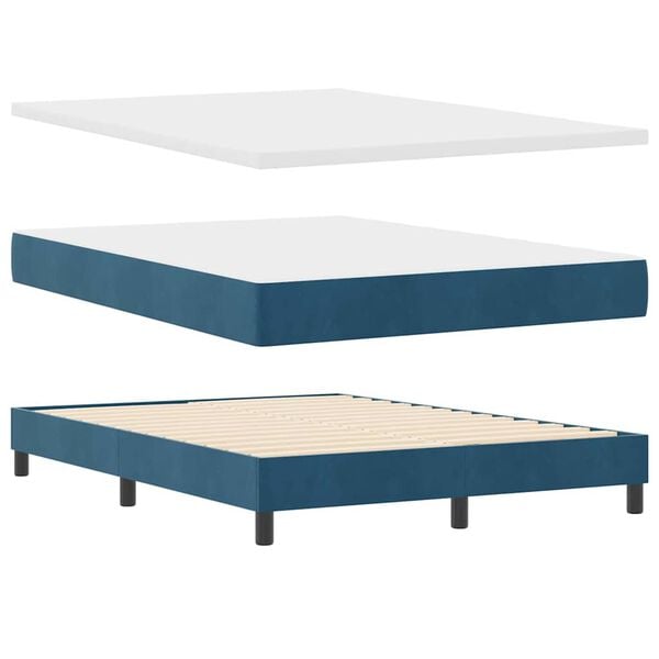 vidaXL Boxspringbett mit Matratze Dunkelblau 160 x 200 cm Samt