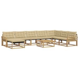 vidaXL Outdoor-Sofagarnitur 9 stk. Wei&szlig; und Beige Massivholz Akazie