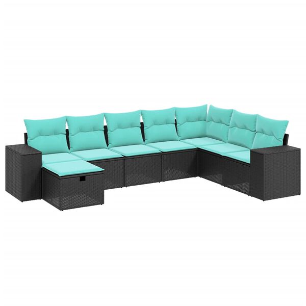 vidaXL 8-tlg. Garten-Sofagarnitur mit Kissen Braun Poly Rattan