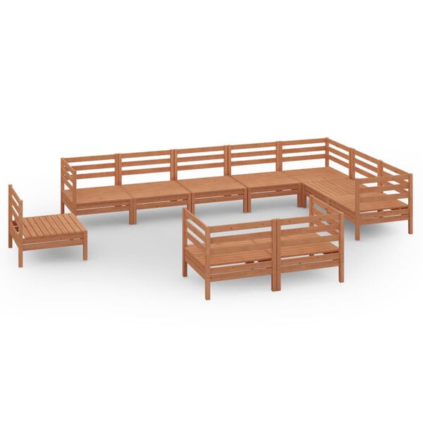 vidaXL 10-tlg. Garten-Lounge-Set Massivholz Kiefer Honigbraun