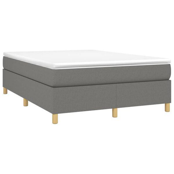 vidaXL Boxspringbett mit Matratze Dunkelgrau 140x190 cm Stoff