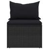 vidaXL Garten-Mittelsofas mit Kissen 2 Stk. Schwarz Poly Rattan