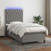 vidaXL Boxspringbett mit Matratze & LED Dunkelgrau 90x190 cm Stoff