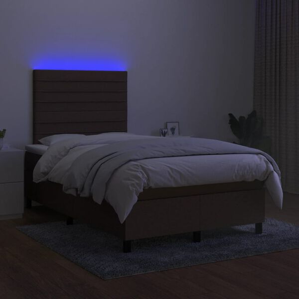 vidaXL Boxspringbett mit Matratze & LED Schwarz 120x190 cm Stoff