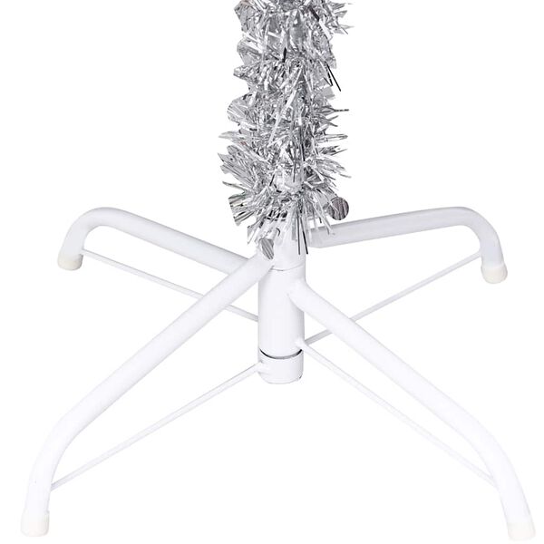 vidaXL K&uuml;nstlicher Weihnachtsbaum Beleuchtung & Kugeln Silber 180 cm