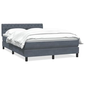 vidaXL Boxspringbett mit Matratze Dunkelgrau 140x220 cm Samt