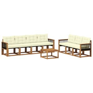 vidaXL Outdoor-Sofagarnitur mit Kissen 8 pcs Natur und Creme