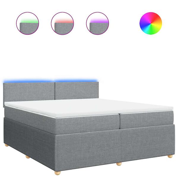 vidaXL Boxspringbett mit Matratze Hellgrau 200x200 cm Stoff