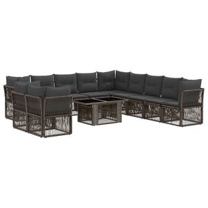 vidaXL Gartensofa-set 12 stk. Grau Poly-Rattan