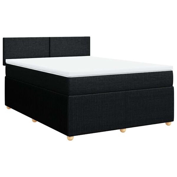 vidaXL Boxspringbett mit Matratze Schwarz 160x200 cm Stoff