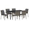 vidaXL Garten Essgruppe mit Kissen 7 pcs Grau Poly-Rattan