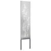 vidaXL Garten Sichtschutz-Leinwand Floral Silber 32 x 140 cm Edelstahl