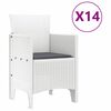 vidaXL Garten-Esszimmergarnitur mit Kissen mit Kissen 15 pcs Wei&szlig; PP