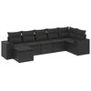 vidaXL 7-tlg. Garten-Sofagarnitur mit Kissen Schwarz Poly Rattan