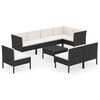 vidaXL 9-tlg. Garten-Lounge-Set mit Auflagen Poly Rattan Schwarz