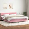 vidaXL Boxspringbett mit Matratze & LED Rosa 180x210 cm Samt
