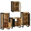 vidaXL Badezimmerm&ouml;bel-Set mit Regal 4 pcs Braun Massives Mangoholz