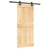 vidaXL Schiebet&uuml;r Nat&uuml;rlich und Schwarz 90 x 210 cm Massivkiefer