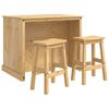 vidaXL K&uuml;cheninsel Set mit Regal 3 pcs Honigwachs Massiv-Kiefer
