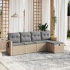 vidaXL 5-tlg. Garten-Sofagarnitur mit Kissen Beige Poly Rattan