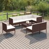 vidaXL 9-tlg. Garten-Lounge-Set mit Auflagen Poly Rattan Braun