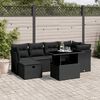 vidaXL 7-tlg. Garten-Sofagarnitur mit Kissen Schwarz Poly Rattan