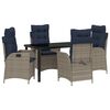 vidaXL Garten Essgruppe 5 Stk. Grau und Schwarz Rattan