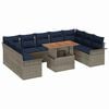 vidaXL Garten-Sofa-Set mit Kissen 10 pcs Grau und Marineblau