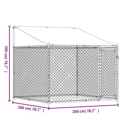 vidaXL Hundezwinger mit Dach und Tür Grau 2x2x2 m Verzinkter Stahl