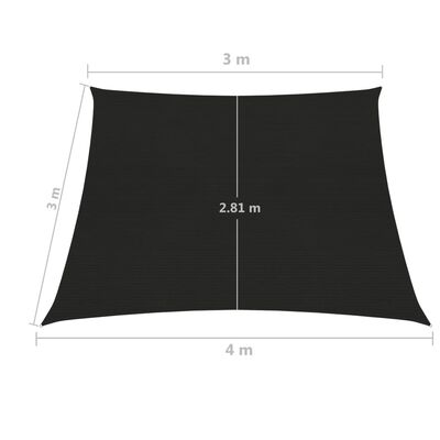 vidaXL Sonnensegel 160 g/m² Schwarz 3/4x3 m HDPE