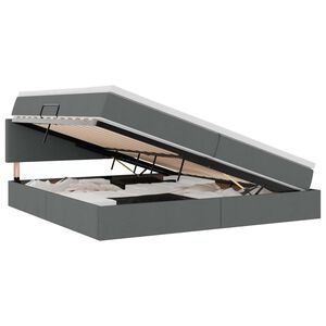 vidaXL Bett mit Stauraum und LED mit LED Dunkelgrau 200 x 200 cm Stoff