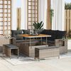 vidaXL Gartensofa-set mit Kissen 9 pcs Grau Poly-Rattan