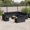 vidaXL 14-tlg. Garten-Sofagarnitur mit Kissen Schwarz Poly Rattan
