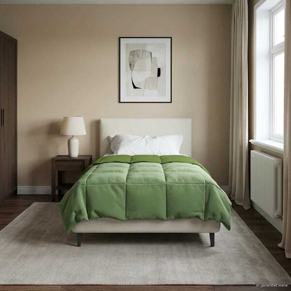 vidaXL Winterbettdecke Gepolstert Gr&uuml;n 135 x 200 cm Mikrofaser