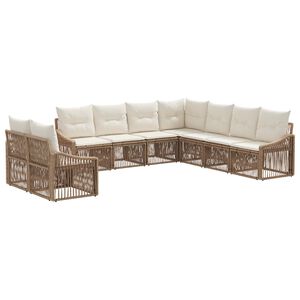 vidaXL Gartensofa-set 9 stk. Beige Poly-Rattan