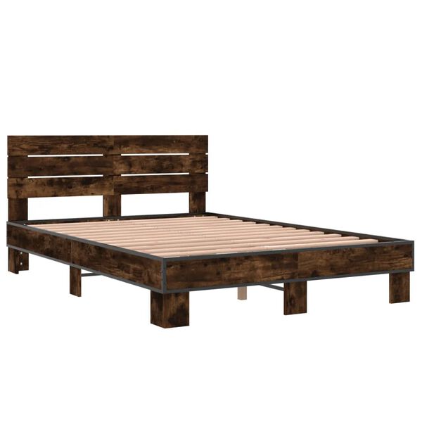 vidaXL Bettgestell R&auml;uchereiche 140x190 cm Holzwerkstoff und Metall