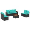vidaXL 8-teiliges Gartensofa-Set mit Kissen, schwarzes Polyrattan