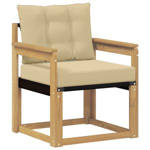 vidaXL Outdoor-Sofa Massives Akazienholz und Textilene Wei&szlig;
