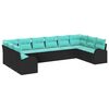 vidaXL Gartensofa-set 10 Stk. Schwarz und T&uuml;rkis Poly-Rattan