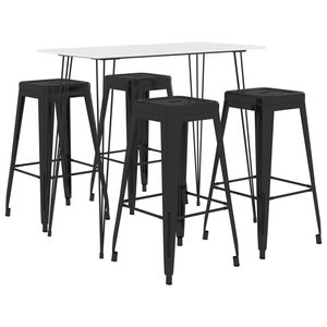vidaXL 5-tlg. Bar-Set Wei&szlig; und Schwarz