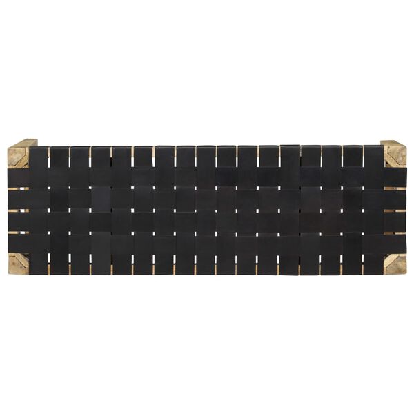 vidaXL Bank 110 cm Schwarz Echtleder und Massivholz Mango