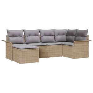 vidaXL Gartensofa-set mit Kissen 6 pcs Beige Poly-Rattan