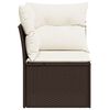 vidaXL Garten-Ecksofa mit Kissen Braun Poly Rattan