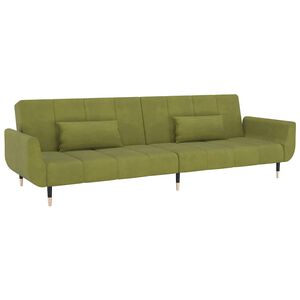 vidaXL Schlafsofa 2-Sitzer mit 2 Kissen Hellgr&uuml;n Samt